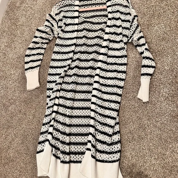 Nine West Striped Black and White Women's Sweater - Picture 2 of 6